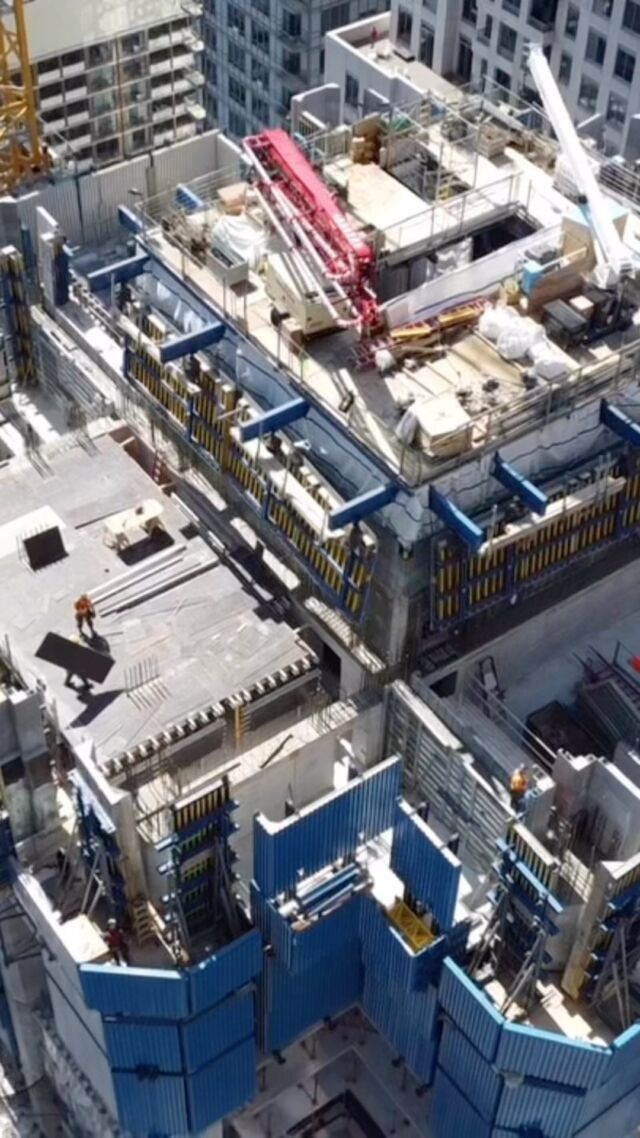 A glimpse of what’s happening up top at The One as we ascend. 
While the stunning champagne finish cladding is being revealed down at the pedestrian level, we continue our momentum upwards as seen here from a birds-eye view.

#luxuryrealestate #theonetoronto #construction #mizrahidevelopments #dronefootage